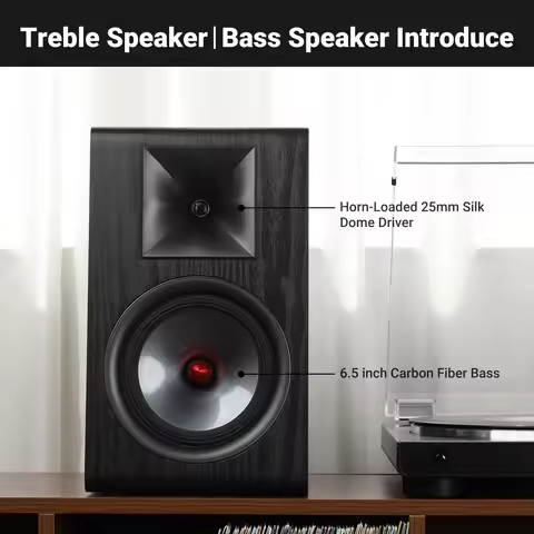 AIYIMA 6.5Inch Passive Speaker 4ohm Silk Tweeter Wood Carbon Fiber Woofer Bookshelf Speaker for A80 