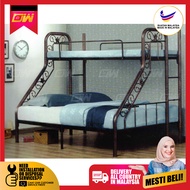 Queen + Single Size Fully Solid Wood Double Decker Bed Frame/ Wooden Bedframe / Wooden Bed Bed / Adult Bedframe / Large Bed / Homestay Bed / Master Bedroom Bed / Katil Kayu