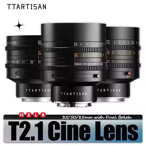 TTARTISAN 35mm 50mm 85mm T2.1 Full Frame Dual Bokeh Camera Cine Lens for Photography with Sony E Can