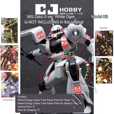 CJ Hobby Metal Energy Cable Tube Pipe Part for MG 1/100 MS-06J MS-06F MS-06S Zaku II 2 ver 2.0 Char 