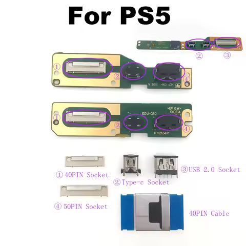 For PS5 Console Side Board Attachment Type-c Port USB 2.0 Socket 40PIN 50PIN Cable Socket