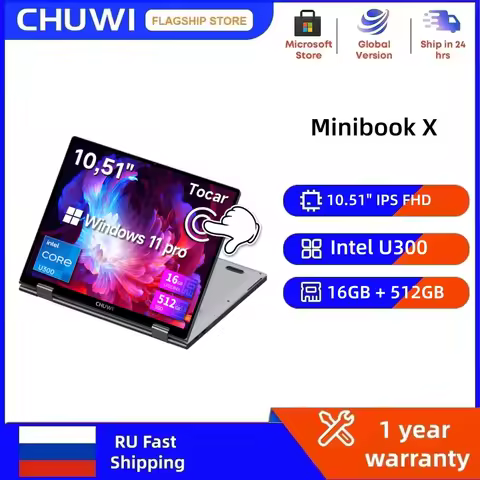 CHUWI MiniBook X 2-in-1 Touch Screen Laptop Intel U300 16GB LPDDR5 512G SSD 10.51"1920x1200 FHD Reso
