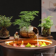 Traditional Fish Tank Setup Ceramic Jar Water Circulation Filter Oxygenation Ecological Tank Balcony