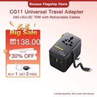 Baseus EnerCore CG11 Universal Travel Adapter with Retractable Cable 2AC+2U+2C 70W Fast Charging EU/