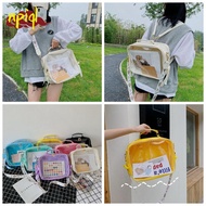 NPIQL Candy Color Transparent Backpack Korean Style Large Capacity Dual Purpose Bag Cute Square Fashion Jelly Bag Lady