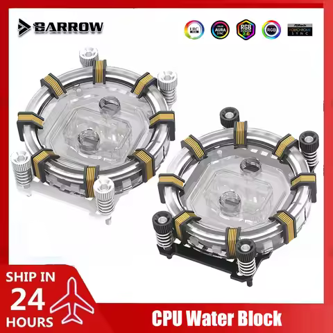 Barrow AM4 AM5 CPU Water Block For AM3 AMD All Platform, 5V ARGB CPU Watercooler 0.4mm Channel Limit