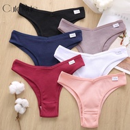 CuteByte Women Cotton Lingerie Female Underwear 6 Solid Color Thongs for Woman Low-Rise Underpant Co