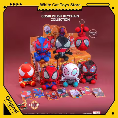Hot Toys Cosbi Spider Man Series Blind Box Keychain Ghost Spider Gwen Cartoon Bag Pendant Cute Super