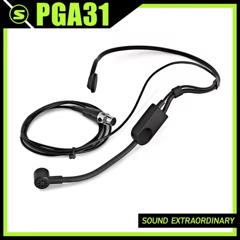 PGA31 Headband Cardioid Condenser Headset Microphone TA4F TQG 4-Pin Mini XLR for Teaching,Video Conf