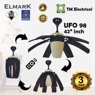 ELMARK KING OF FAN 42'' CEILING FAN UFO 98 / AC MOTOR / REMOTE CONTROL / INTEGRATED LIGHT / 8 BLADE 