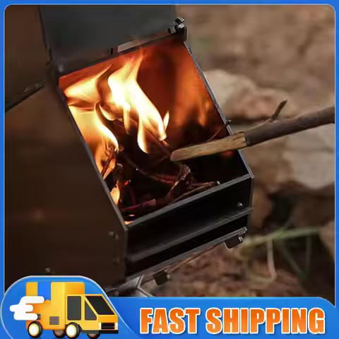 Outdoor Camp Firewood Stove Stainless Steel BBQ Rocket Stove Portable Detachable Wood Burner Outdoor