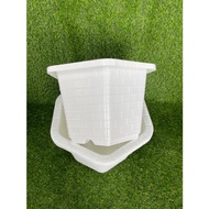 Set of 10 Hexagonal Plastic Pots FA380 30x20cm White