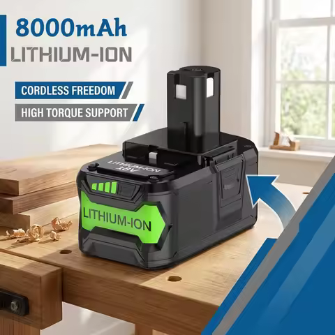 8Ah Cordless Tool Battery Replacement Compatible with Ryobi 18V Drill Driver and Saw