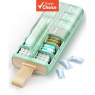 Portable Pill Box 7 Day Medicine Organizer AM PM Tablet Storage Case with Desiccant Compartment