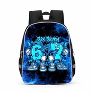 kids' cartoon 67 backpack/13inches schoolbag/Double-layer outdoor travel backpack for Back support