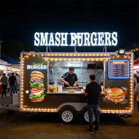 Outdoor Shawarma Portable Food Trailers With Kitchen Custom Pizza Fast Food Truck Coffee Truck Porta