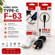 Super Fast Data Cable FLECO F-63 6A Led 100W USB To MICRO Type-C Fast Charging Cable F63