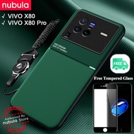 NUBULA For vivo X80 | VIVO X80 Pro Casing Free Tempered Glass Silky Leather Feeling hp VIVO X80 Pro