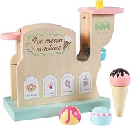 Wooden Ice Cream Maker Toy, Magnetic Ice Cream Play Set for Toddlers, Ice Cream Cart Toy for Kids, Montessori Sorting &amp; Stacking Toys Pretend Play Food &amp; Accessories (Ice Cream Maker)