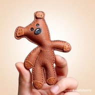 24 Hours DeliveryB17 Hand-Sewn Bear Leather Car Keychain Pendant Bag Pendant Simple Cute Female Gift