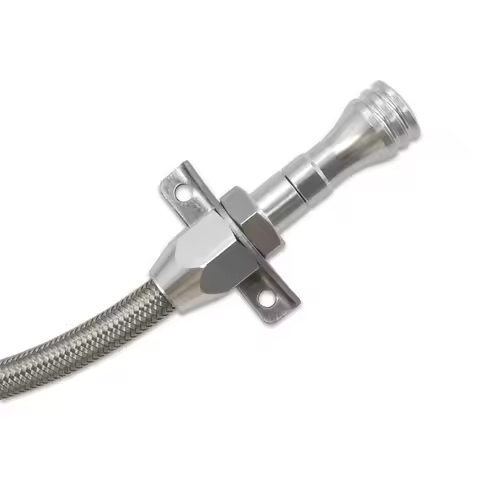 Mount Flexible Braided Transmission Dipstick Stainless Steel Tube For GM 4l80e 4l60e Chevy SBC BBC T