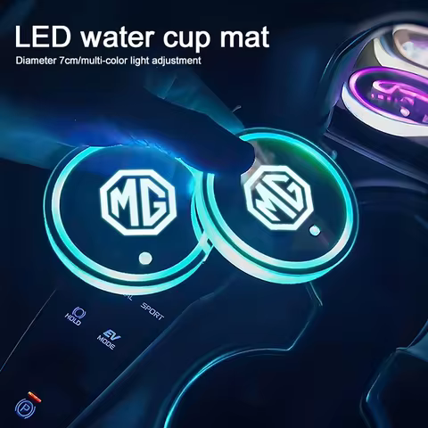 LED Car Water Cup Pad USB Rechargeable Auto Atmosphere Lamp For MG ZS MG4 EV MG HS MG3 MG5 EV Marvel