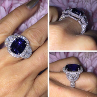 Fashionable Romantic 3.38 Carat Sapphire Engagement Wedding Bride love ring Size 6-11