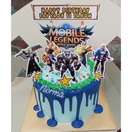 [CUSTOM NAME] Happy Birthday Cake Topper Mobile Legend ML Decoration Kek Printed Set Siap Nama Party