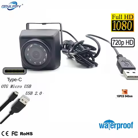 IP66 Waterproof Mini 850NM IR USB Cam Full HD 1080P 720P USB Mini Android OTG Type-C UVC CCTV Extern