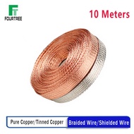 【Premium Quality】 10 Meters Copper Tinned Bare Ground Braid Lead Wire Shielded Cable Conductive Tape High Flexibility 1.5-12mm 4-20mm Width
