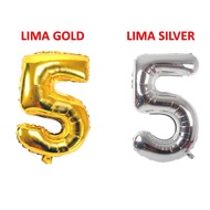 Balon Foil Gold Silver 40Cm Balon Pesta Ulang Tahun Balon Angka Satuan 40 Cm Murah