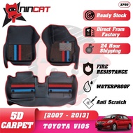 BLUECAT 5D Karpet 5D Kereta Toyota Vios (2007~2013) 5D Carpet Car Floor Mats Vios XP90 XP150 1.3 1.5