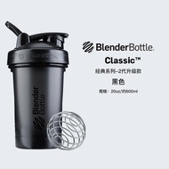 Blender Bottle 蛋白粉摇摇杯运动水杯 大容量健身水壶代餐奶昔杯 便携塑料杯子 黑色V2款 600ml
