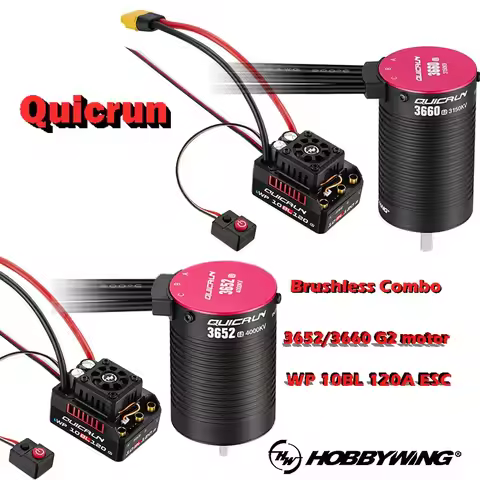 HobbyWing QuicRun WP-10BL120 G2 120A 2-4s ESC + 3652 3660 G2 Brushless Motor 3150/3250/3700/4000/540