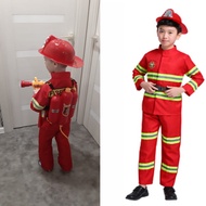 キ 2022 Children Sam Fireman Role Work Clothing Suit Halloween Cosplay Kids Firefighter Uniform
