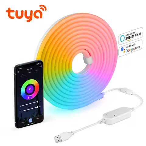 Tuya Smart Life WiFi LED Neon Light Strip USB 5V LED Strip RGB Neon Sign Tape Decoration Alexa Googl
