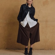 復古多口袋工裝褲 | 壓褶設計低腰錐形褲 | 香草咖啡雙色九分款