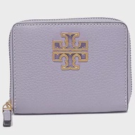 TORY BURCH 雙T-LOGO素面拉鍊短夾 紫色