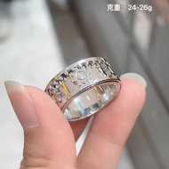 铂金Pt950齿轮转动戒指白金时尚个性精品可转动素圈戒指男士女士慢慢Slowly26.6.16
