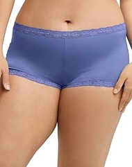 Womens One Fab Fit Microfiber and Lace Boyshort, 6, Stone Crush Blue