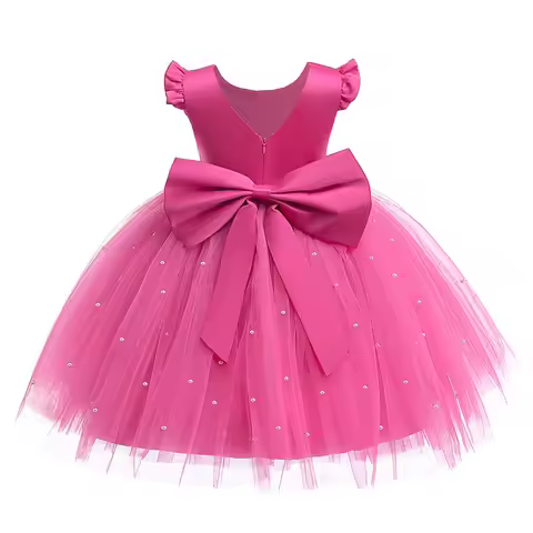 Girls Elegant Princess Dresses for Party Birthday 2 3 4 6 7 8 Years Kids Ceremony Pink Ball Gown Bar