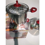 SUPRA - STOCK POT SS LID GLASS 8 AND 12 QT - 2 IN 1 - STAINLESS STEEL