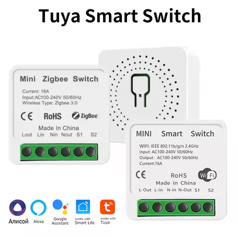 Mini Tuya ZigBee WiFi Intelligent Switch 2-Way Control Smart Interruptor Breaker Supports Alexa Goog