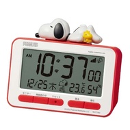New Snoopy Alarm Clock  RHYTHM 8RZ235MS38 Digital Radio Clock Stereoscopic Figure Electronic Sound Alarm (with Snooze) Thermometer Hygrometer, Calendar, Beige, 4.0 x 4.7 x 2.1 inches (10.2 x 12 x 5.4 cm)