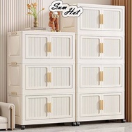 L50-80cm (3-6 Layers) Foldable Multipurpose Stackable Storage Cabinet 2 Doors Storage Box