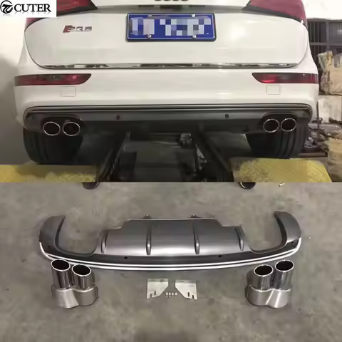 Q5 S-LINE SQ5 Style Rear Bumper Diffuser Lip Exhaust Tips Pipes for Audi Q5 Sline Standard 12-16