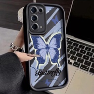 For OPPO Reno 5 Pro Reno 3 5G Reno 2 Case Blue Butterfly Angel Eyes Stepped Thin Cover Shockproof Thicken All Inclusive Protection Cases