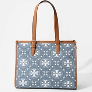 【TORY BURCH】老花丹寧托套包-牛仔藍