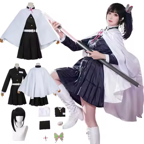 Tsuyuri Kanao Cosplay Kostuum Volwassen Kind Anime Uniform Vrouwen Haori Pruik Halloween Kleding