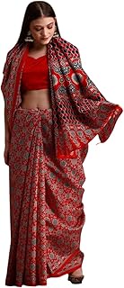 Ajrak Printed Art Silk Bagh Saree - 246666, Red, One Size, Red, One Size, Red, One Size